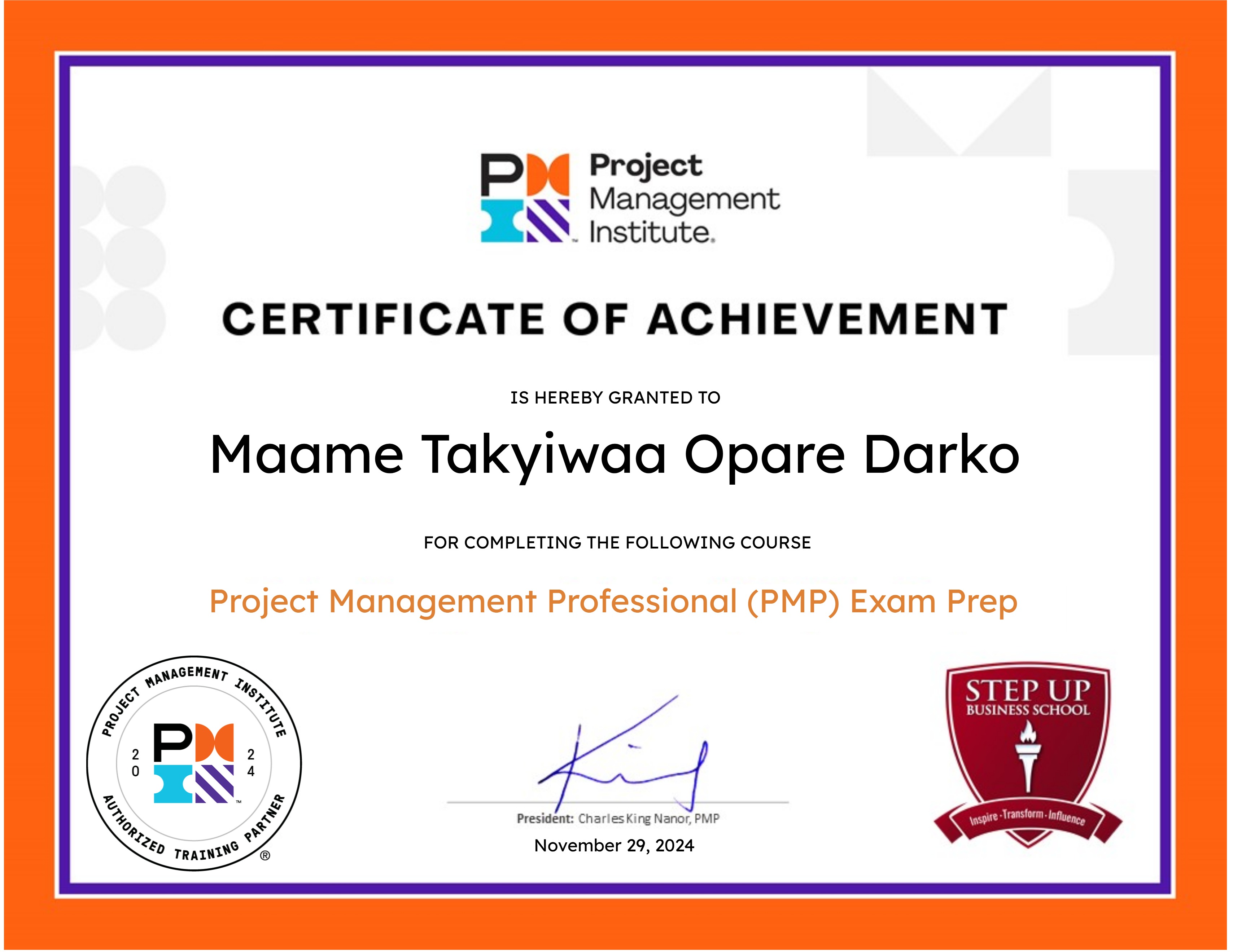 PMP Mock Exam for 35-Contact Hour Certificate